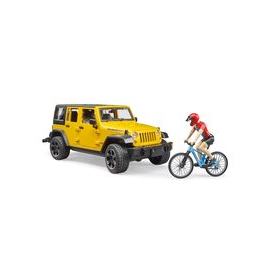 Bruder Jeep Wrangler Rubicon + rower i figurka kolarza