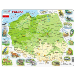 Układanka Polska Mapa fizyczna 61 elementów