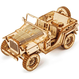 Robotime Drewniane Puzzle 3D Jeep Wojskowy