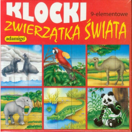 Klocki 9 elementowe zwierzęta świata czerwone