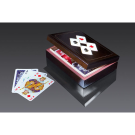 Karty do gry Piatnik 2 talie lux w pudełku drewnianym z asami