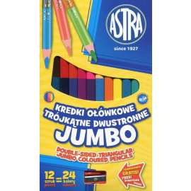 Kredki ołówkowe jumbo Astra 12 sztuk 24 kolory