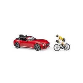 Bruder Auto Roadster czerwone z figurką i rowerem