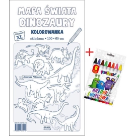 Mapa świata Dinozaury Kolorowanka XL + kredki